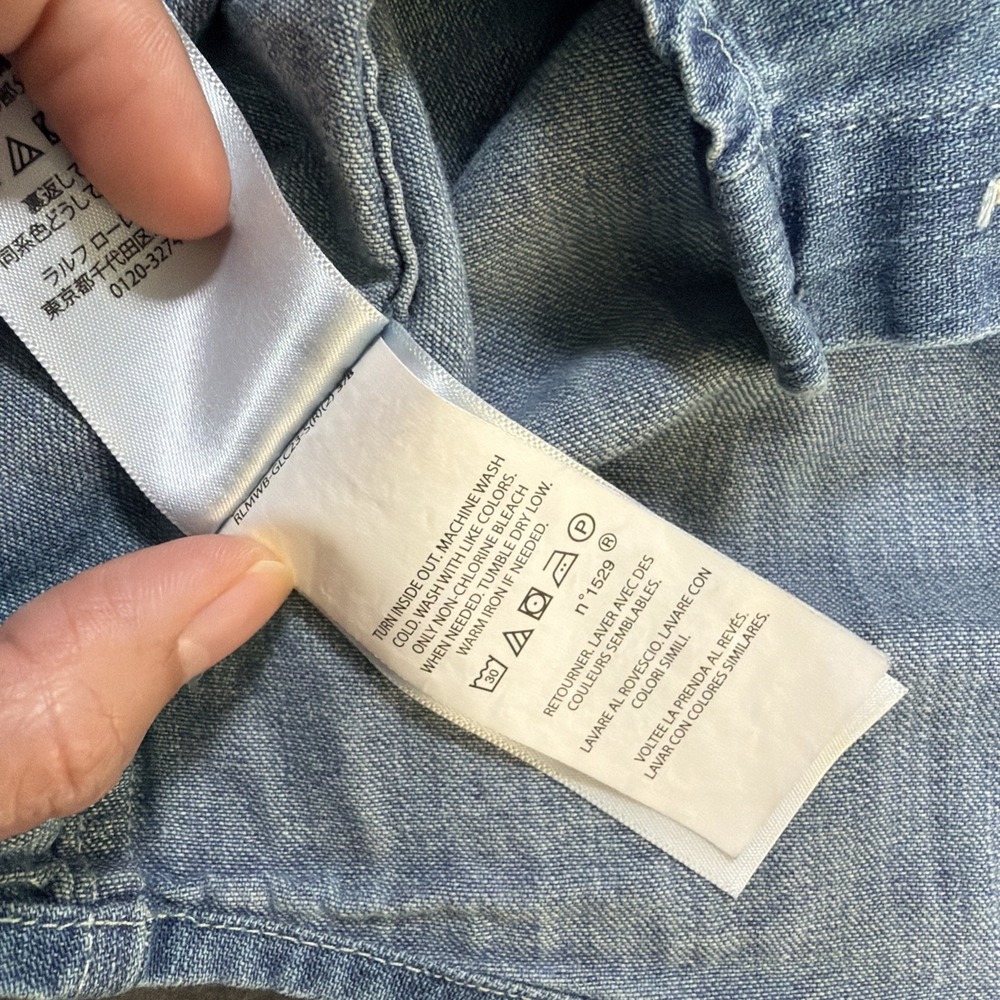 Polo Ralph Lauren Boys Button-Down Long Sleeve Pony Chambray Denim Shirt‎ Large - Picture 13 of 16